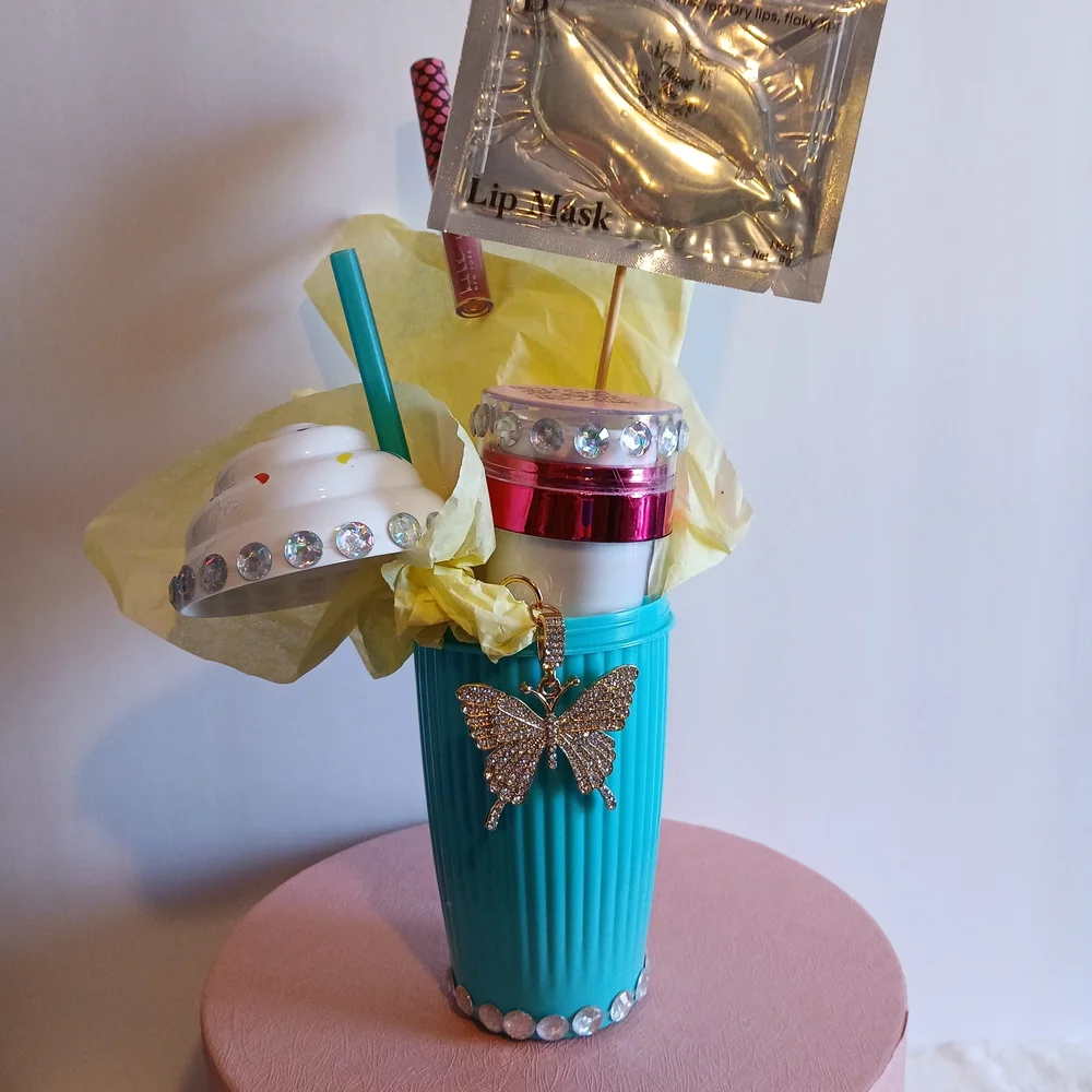 Turquoise Party Cup with Butterfly Charm